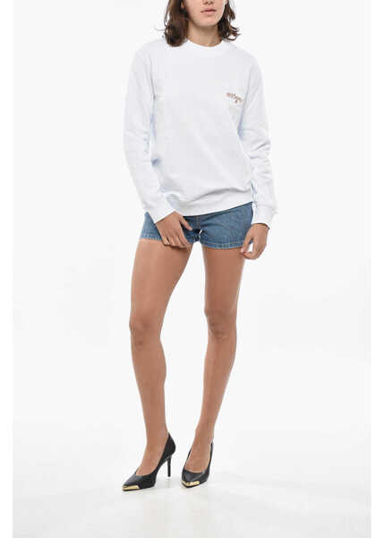 Bluze de trening MSGM Cotton Crew-Neck Sweatshirt With Embroidery Logo White Femei (BM 19328684) 4