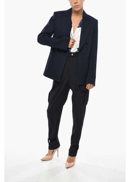 Sacouri Bottega Veneta Double-Breasted Wool Blazer With Flush Pockets Blue Femei (BM 19328687) 4
