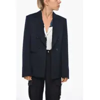 Sacouri Double-Breasted Wool Blazer With Flush Pockets Femei