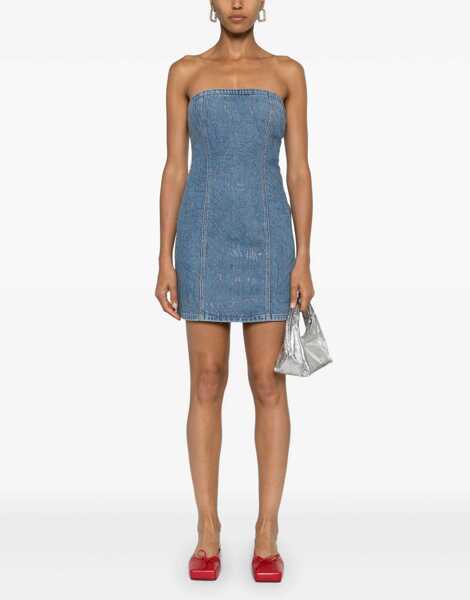Rochii scurte ROTATE Birger Christensen Rhinestone Denim Strapless Mini Dress Blue Femei (BM 19328699) 2