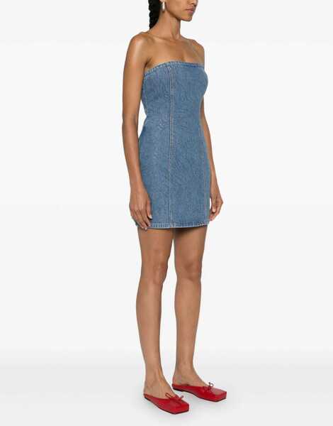 Rochii scurte ROTATE Birger Christensen Rhinestone Denim Strapless Mini Dress Blue Femei (BM 19328699) 3