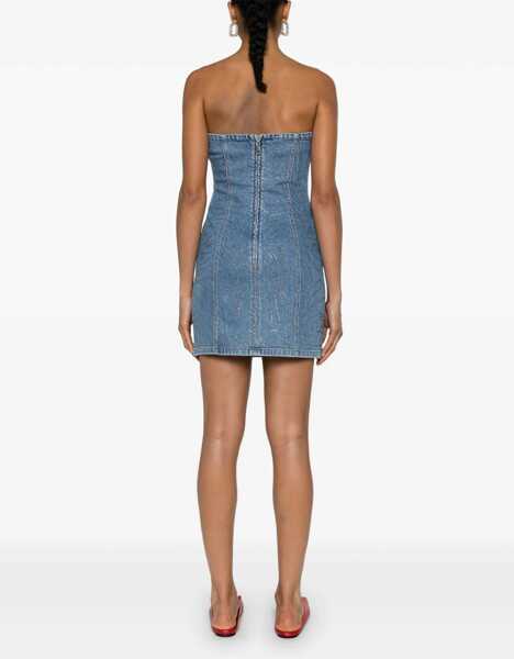 Rochii scurte ROTATE Birger Christensen Rhinestone Denim Strapless Mini Dress Blue Femei (BM 19328699) 4