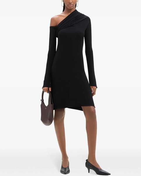 Rochii scurte COURRGES Stretch Viscose Asymmetric Dress Black Femei (BM 19328705) 2