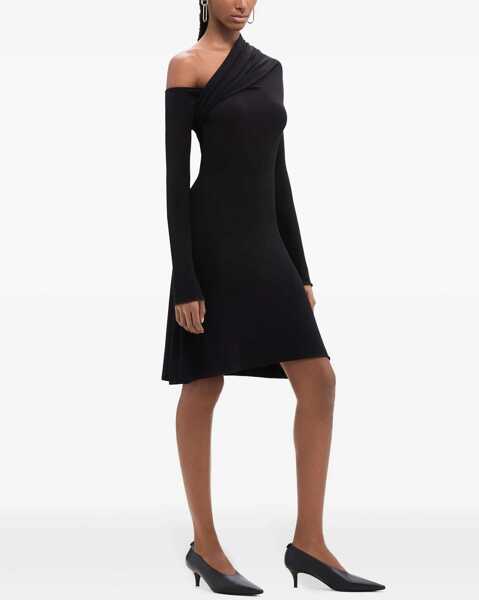 Rochii scurte COURRGES Stretch Viscose Asymmetric Dress Black Femei (BM 19328705) 3