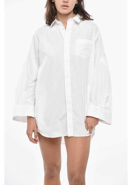 Rochii scurte Sacai Popeline Shirt Dress With Flared Sleeves White Femei (BM 19328708) 4