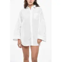 Rochii Sacai Dama - Rochii scurte Sacai Popeline Shirt Dress With Flared Sleeves White Femei (BM 19328708) - B-mall.ro