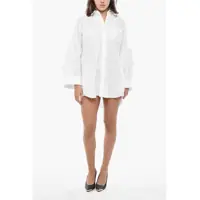 Rochii scurte Popeline Shirt Dress With Flared Sleeves Femei