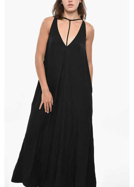 Rochii lungi TOTME Cut-Out Detailed T-Strap Maxi Dress Black Femei (BM 19328714) 4