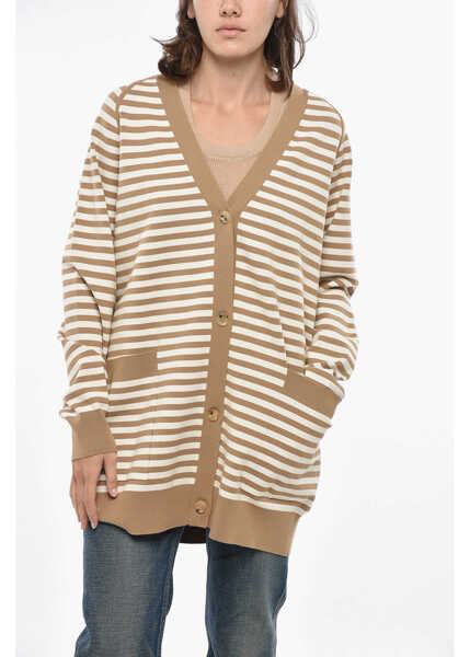 Cardigane Max Mara Awning Striped Tenore Cardigan Beige Femei (BM 19328720) 1