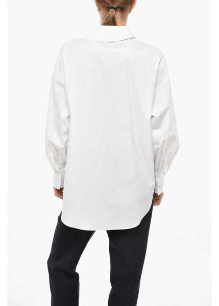 Camasi casual Alexander McQueen Popeline Shirt With Draped Collar White Femei (BM 19328735) 3