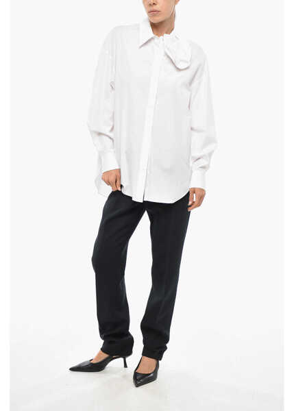 Camasi casual Alexander McQueen Popeline Shirt With Draped Collar White Femei (BM 19328735) 4