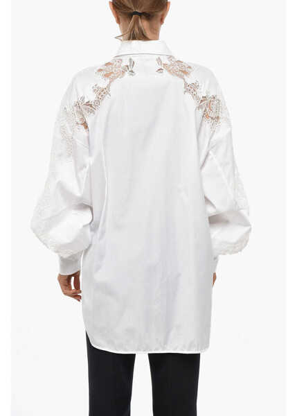Camasi casual Ermanno Scervino Popeline Shirt With Lace Inserts White Femei (BM 19328822) 3