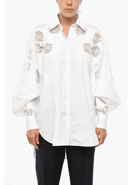 Camasi casual Ermanno Scervino Popeline Shirt With Lace Inserts White Femei (BM 19328822) 1