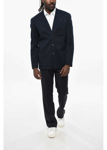 Sacouri Maison Margiela Mm1 Mm10 3 Pockets Wool Blend Blazer With Patch Pockets Blue Barbati (BM 19328825) 4