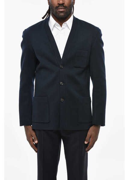 Sacouri Maison Margiela Mm1 Mm10 3 Pockets Wool Blend Blazer With Patch Pockets Blue Barbati (BM 19328825) 1