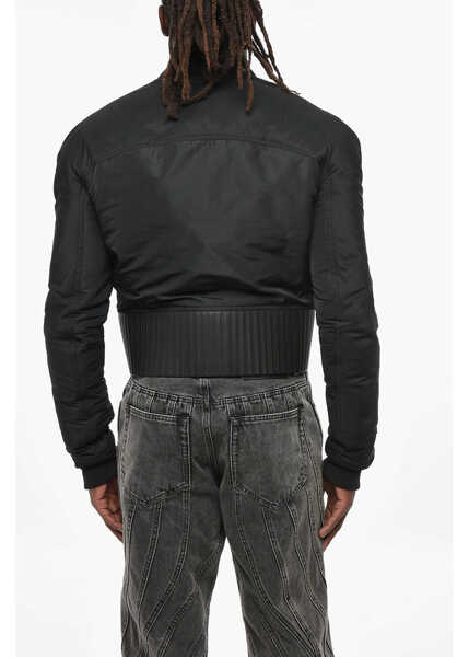 Bomber jacket Rick Owens Solid Color Bomber Jacket With Leather Detail Black Barbati (BM 19328837) 2