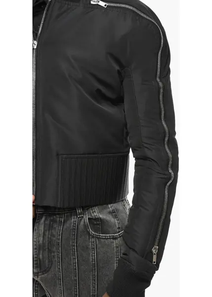 Bomber jacket Rick Owens Solid Color Bomber Jacket With Leather Detail Black Barbati (BM 19328837) 3