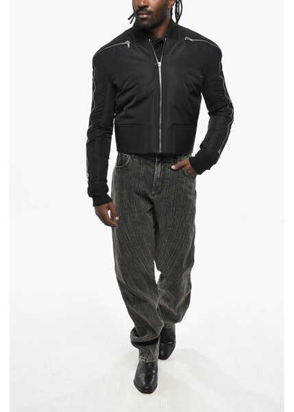 Bomber jacket Rick Owens Solid Color Bomber Jacket With Leather Detail Black Barbati (BM 19328837) 4