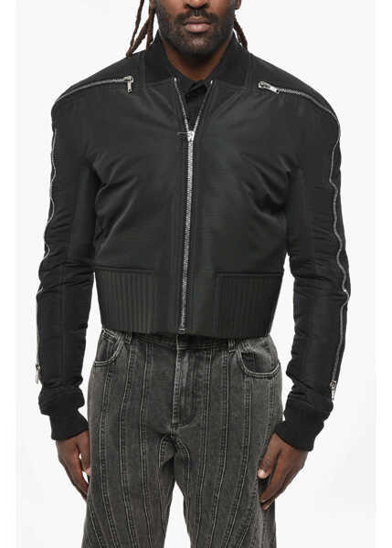Bomber jacket Rick Owens Solid Color Bomber Jacket With Leather Detail Black Barbati (BM 19328837) 1