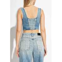 Bluze AMIRI Dama - Bluze AMIRI Front Zipped Denim Corset Top Light Blue Femei (BM 19328843) - B-mall.ro