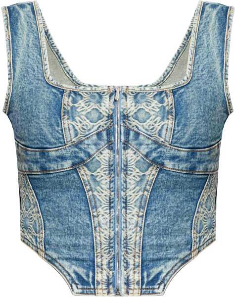 Bluze AMIRI Front Zipped Denim Corset Top Light Blue Femei (BM 19328843) 1