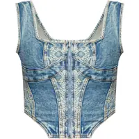 Bluze Front Zipped Denim Corset Top Femei
