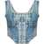 AMIRI Front Zipped Denim Corset Top Light Blue