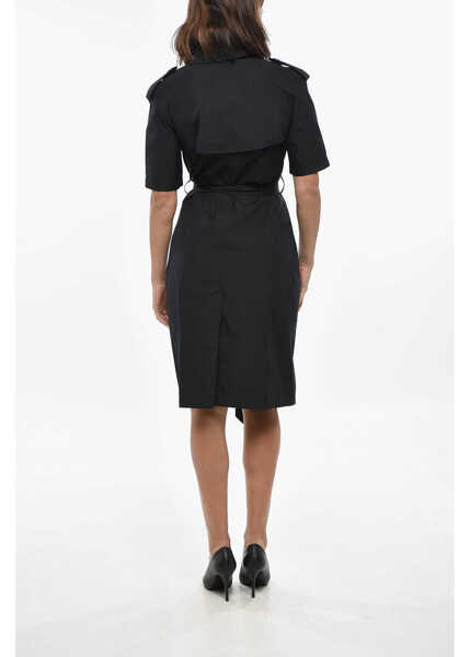 Rochii scurte Burberry Double-Breasted Cotton-Blend Shirt Dress With Belt Black Femei (BM 19328846) 2