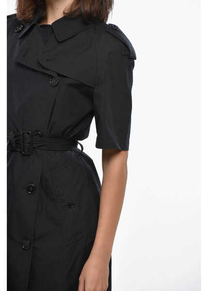 Rochii scurte Burberry Double-Breasted Cotton-Blend Shirt Dress With Belt Black Femei (BM 19328846) 3