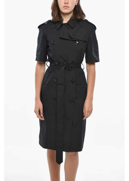 Rochii scurte Burberry Double-Breasted Cotton-Blend Shirt Dress With Belt Black Femei (BM 19328846) 4