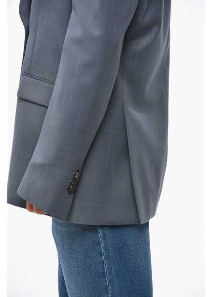 Sacouri Golden Goose Double-Breasted Diva Virgin Wool Blazer Light Blue Femei (BM 19328852) 2