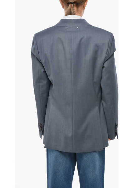 Sacouri Golden Goose Double-Breasted Diva Virgin Wool Blazer Light Blue Femei (BM 19328852) 3