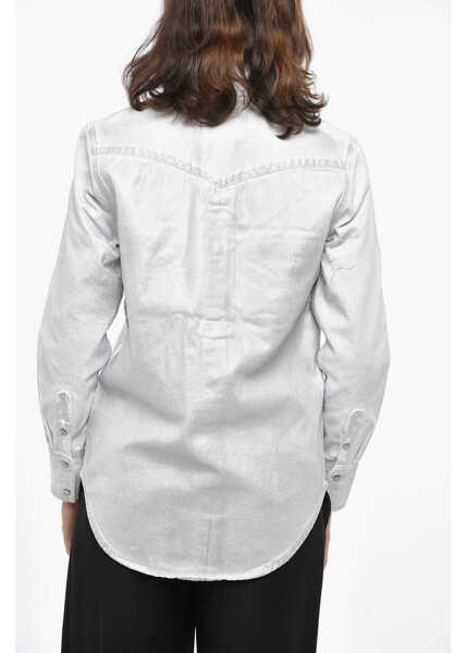 Camasi de blugi Calvin Klein Jeans Andy Warhol Printed Metallic Effect Denim Shirt White Femei (BM 19328855) 2