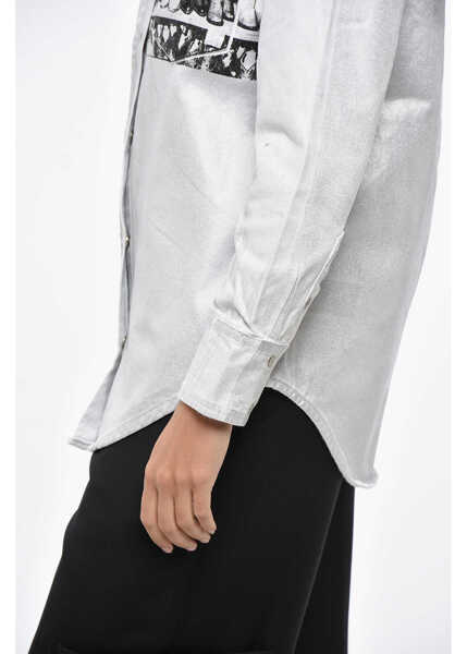 Camasi de blugi Calvin Klein Jeans Andy Warhol Printed Metallic Effect Denim Shirt White Femei (BM 19328855) 3