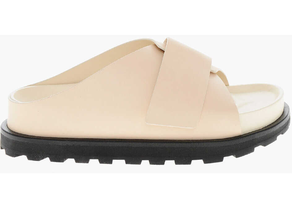Sandale fara toc Jil Sander Leather Slides With Strap Closure Beige Femei (BM 19328858) 3
