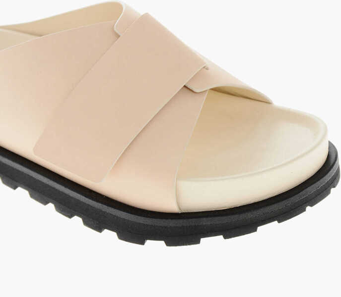 Sandale fara toc Jil Sander Leather Slides With Strap Closure Beige Femei (BM 19328858) 4