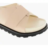 Sandale fara toc Jil Sander Dama - Sandale fara toc Jil Sander Leather Slides With Strap Closure Beige Femei (BM 19328858) - B-mall.ro
