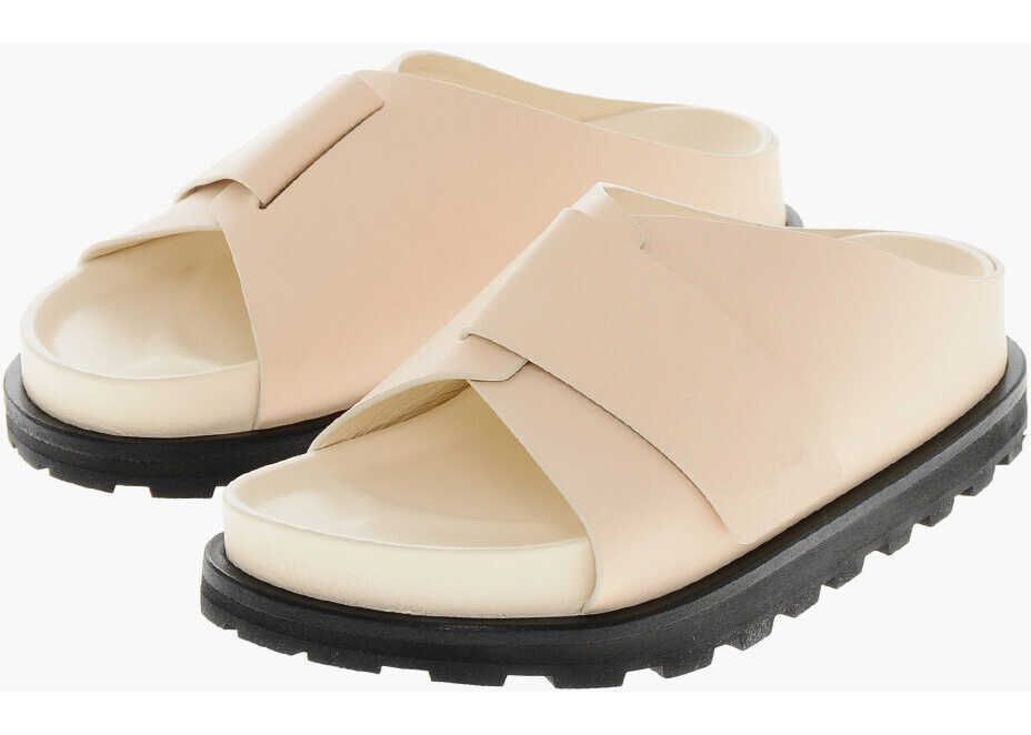 Sandale fara toc Jil Sander Leather Slides With Strap Closure Beige Femei (BM 19328858) 1