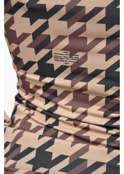 Bluze ROKH Long Sleeved Crew-Neck Top With Houndstooth Motif Brown Femei (BM 19328864) 3