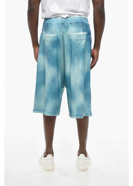 Pantaloni scurti PDF CHANNEL Spray Effect Brushed Cotton Baggy Leather Shorts Blue Barbati (BM 19328867) 2