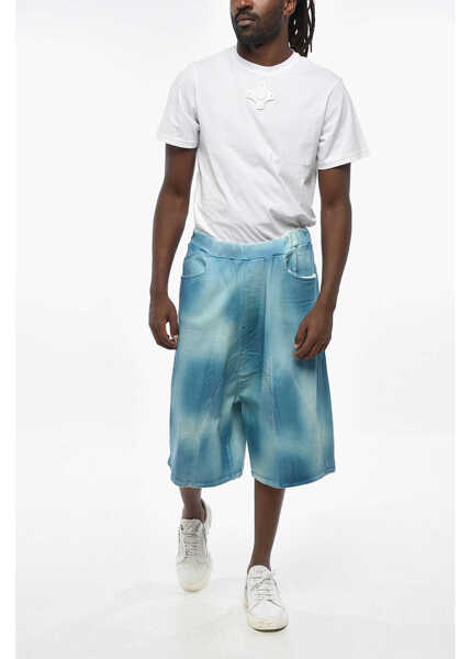 Pantaloni scurti PDF CHANNEL Spray Effect Brushed Cotton Baggy Leather Shorts Blue Barbati (BM 19328867) 4