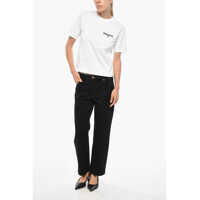 Tricouri MSGM Dama - Tricouri MSGM Cotton Crew-Neck T-Shirt With Print Logo White Femei (BM 19328870) - B-mall.ro
