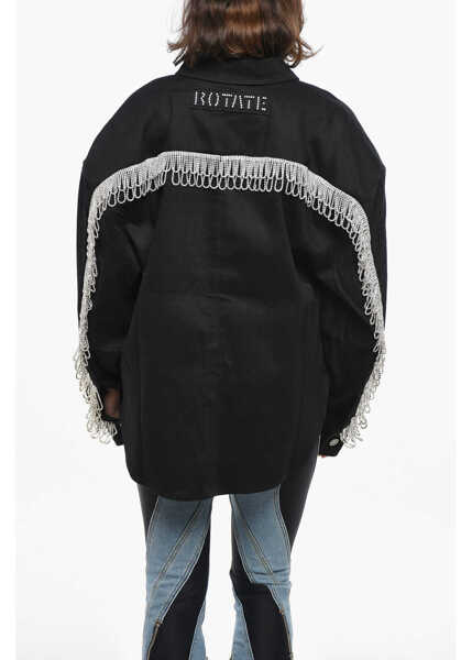 Jachete ROTATE Birger Christensen Twill Oversized Fit Overshirt With Jewelry Details Black Femei (BM 19328879) 2