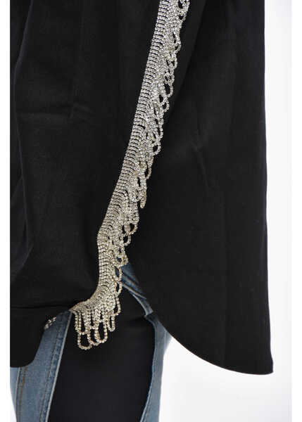 Jachete ROTATE Birger Christensen Twill Oversized Fit Overshirt With Jewelry Details Black Femei (BM 19328879) 3