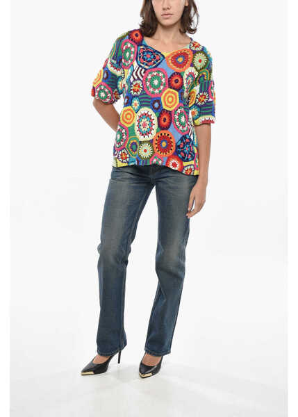 Bluze Comme des Garons Short-Sleeved Crochet Top Multicolor Femei (BM 19328897) 4