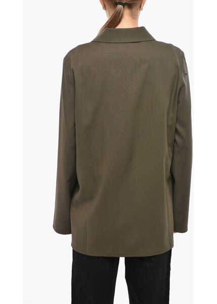 Sacouri ROHE Double-Breasted Pocketless Unlined Blazer Brown Femei (BM 19328903) 3