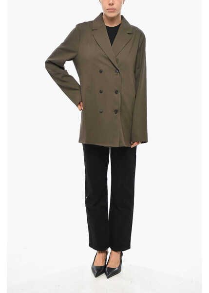 Sacouri ROHE Double-Breasted Pocketless Unlined Blazer Brown Femei (BM 19328903) 4