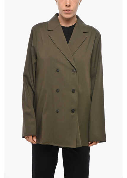 Sacouri ROHE Double-Breasted Pocketless Unlined Blazer Brown Femei (BM 19328903) 1