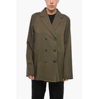 Sacouri Double-Breasted Pocketless Unlined Blazer Femei