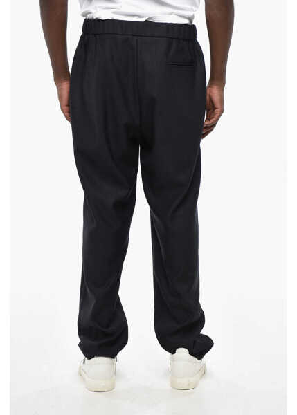 Pantaloni casual Armani Giorgio Solid Color Virgin Wool Pants With Elastic Waistband Blue Barbati (BM 19328906) 2